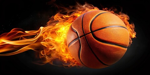 Fototapeta premium Fiery Basketball: Minimalist Sport Concept Stock Photo