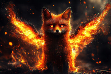 red fox in the night forest