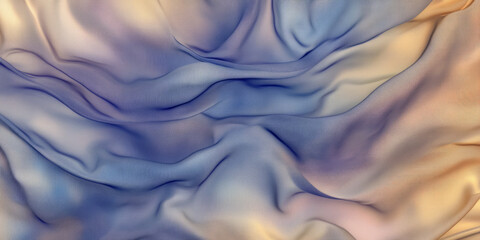 Obraz premium A silky smooth texture in chambray blue, soft lilac, and golden beige, forming a luxurious abstract fabric effect.