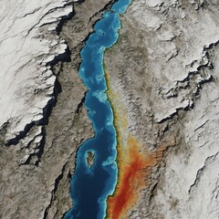 A tectonic plate boundary showing an earthquake fault line, white background.