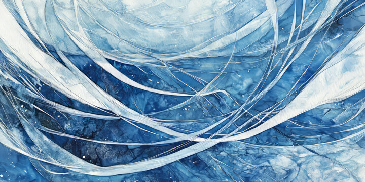 A watercolor chambray blue abstract background with hand-painted brushstrokes, blending deep ocean blue and soft pastel hues for a delicate, artistic effect.