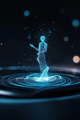 A virtual assistant represented by an AI-powered hologram.