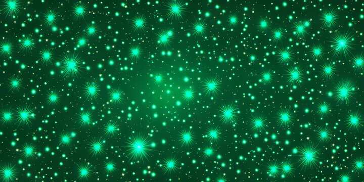 A bright emerald green background with scattered, glowing dots resembling stars or particles. The luminous effect creates an enchanting atmosphere, ideal for tech visuals, digital art, or futuristic