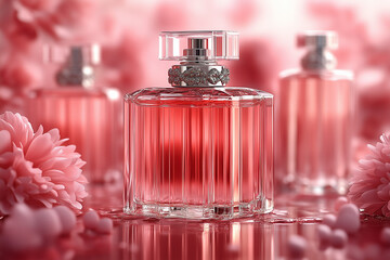 perfume bottle and flower