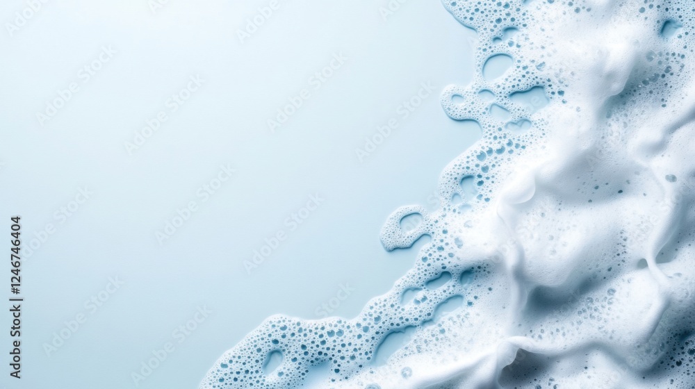 Poster fresh and clean bubbles on a soft blue background with gentle foam texture for spa and cleanliness t