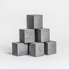 Stack of Concrete Blocks on White Background for Construction and Design Projects in Modern Architecture