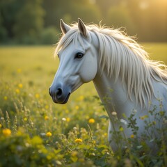 Fototapeta premium horse and beautiful background with its rider