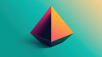 Fototapeta premium Abstract Geometric Pyramid Design: Vibrant Gradient Colors on Teal Background