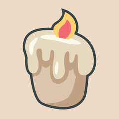 cute candle with outline flat vector design.
