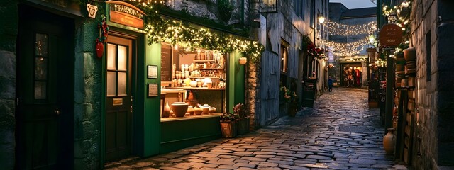 A photograph of an old, cobbled street in the city center
