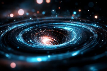 A computer-generated visualization of gravitational waves rippling through space-time