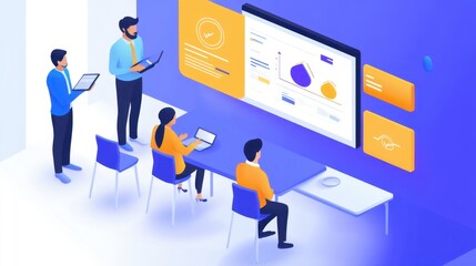 A startup CEO presenting a compliance roadmap to investors, professional business setting with sleek presentation design