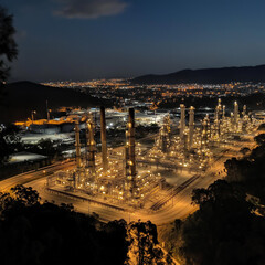 Fototapeta premium sunset over the city Gas plantation