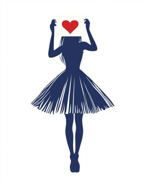 recommend clip art: A ballerina holding a white envelope with a red heart on it