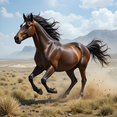 Fototapeta premium horse and beautiful background with its rider
