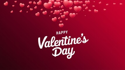 A red background with many hearts and the words Happy Valentine's Day. The background is red and the hearts are scattered all over it