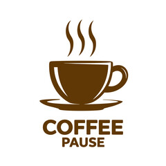 Obraz premium Cup of coffee with text Coffee pause, icon, colored vector, transparent background 