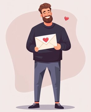 bearded man holding love letter clip art preview