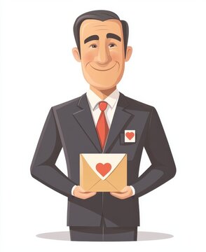 man holding love letter, smiling clip art preview