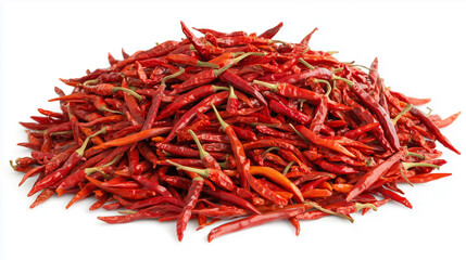 Naklejka premium Red Chili Peppers Piled on a Clean White Background