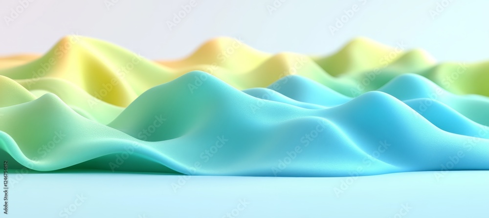 Poster abstract pastel digital background with smooth flowing liquid shapes design, 3d rendering