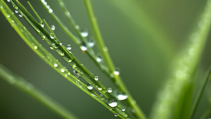 Close-Up of Fennel Fronds with Dewy Water Droplets After Rain