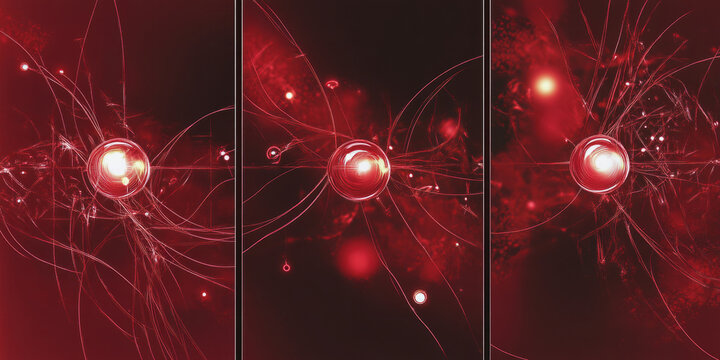 A dark cherry red background with faint glowing orbs and delicate abstract lines. The glowing effect adds depth and dimension to the design, ideal for modern or futuristic themes, event invitations,