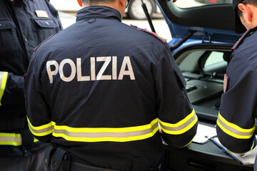 Italian State Police Officer from Polizia Stradale on Duty