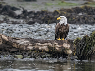 Bald Eagle Resting by the Water's Edge