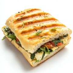 Delicious Grilled Veggie Panini Sandwich isolated in transparent background