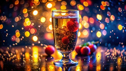 Glistening Beverage Bubbles: Dark Studio Photography with Tilt-Shift Effect