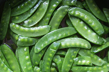 green Snow pea vegetable in water