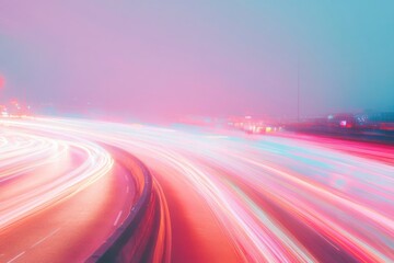 City lights collage showcasing vibrant traffic movement at night with a colorful blur effect