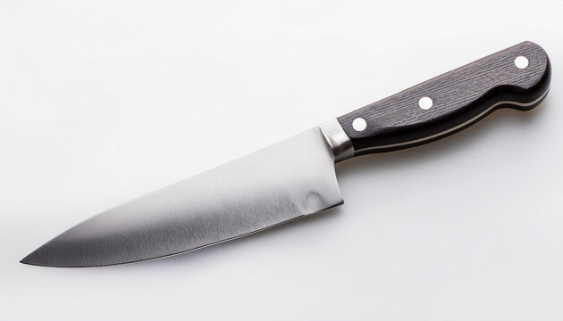 sharp kitchen knife on white background