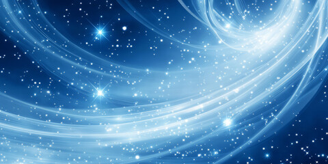 Obraz premium A cosmic-inspired chambray blue abstract background with glowing nebula-like swirls, delicate star specks, and deep blue space textures, creating an ethereal and dreamy celestial aesthetic.