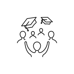 Graduation celebration outline icon.