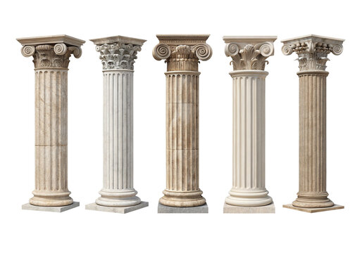 Classical architecture,  Ancient Greek Columns" immediately identifies the image's content. The subtitle  Exploring the Iconic Orders  adds context and entices further engagement.