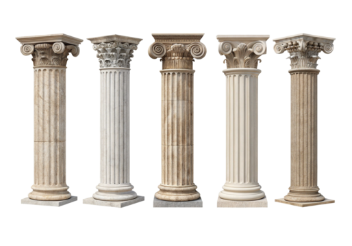 Classical architecture,  Ancient Greek Columns" immediately identifies the image's content. The subtitle  Exploring the Iconic Orders  adds context and entices further engagement.