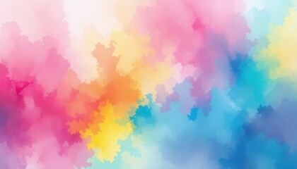 Vibrant abstract watercolor background with pink, yellow, and blue hues