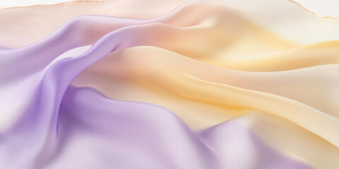Obraz premium A non-seamless design with a gentle gradient blend of lilac, peach fuzz, and sunshine yellow, creating a peaceful, ethereal visual with light tones.