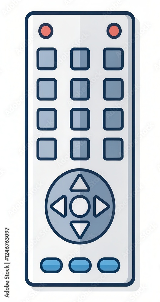 Poster vector icon of a flat tv remote control for applications and digital interfaces. generative ai