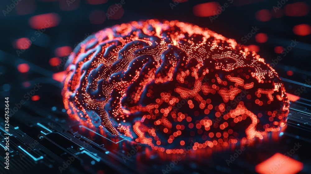 Poster digital health concepts. a glowing, digital representation of a brain, showcasing intricate patterns