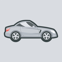 side view sport car with outline flat vector design.