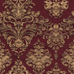 Elegant Gold Floral Damask Pattern
