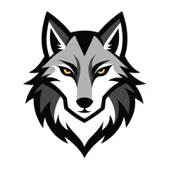Wolf head logo illustration on white background, wolf head logo 