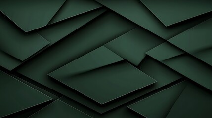Fototapeta premium Dark green geometric shapes, abstract background