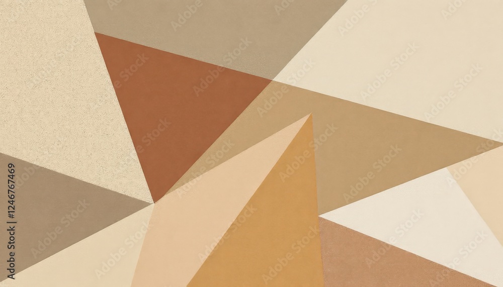 Poster geometric abstract art with earth tones and triangular shapes