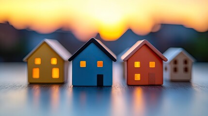 Real Estate Analysis Concept Icons for mortgage loans, home insurance, and property buying/selling in real estate.