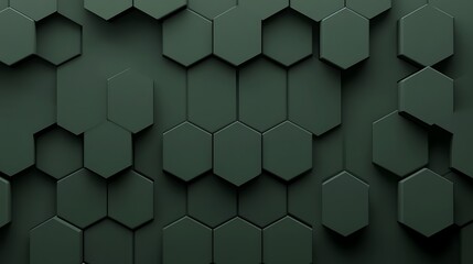 Fototapeta premium Dark green hexagon wall texture