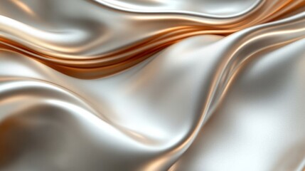 Fototapeta premium Golden silk fabric waves, abstract background, luxury texture